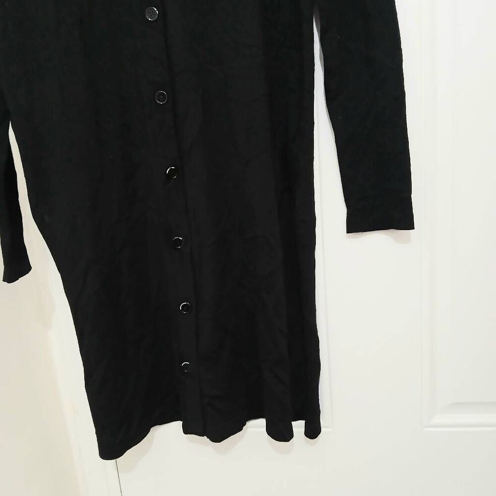 Akris punto womens fine thin merino wool long cardigan sweater black - Picture 2 of 8